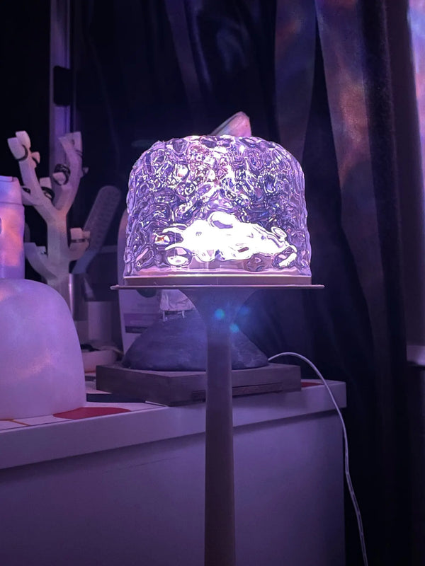 Customer photo: Tidelight's textured dome glowing violet